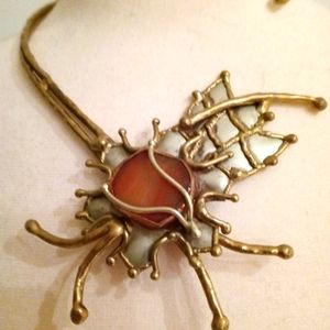 Carnelian Brass Choker